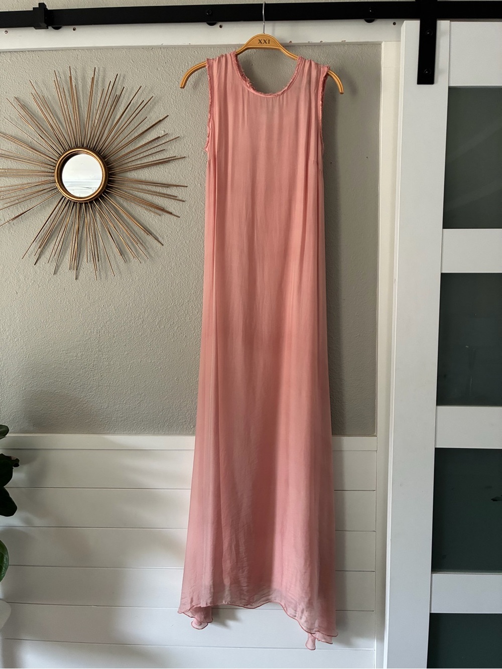 FEMME Blush Pink Sleeveless Silk Maxi Dress